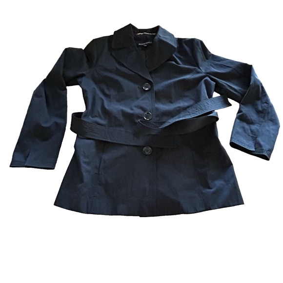 Ellen Tracy Jackets & Blazers - Ellen Tracy black  raincoat Belted trench coat Jacket  Women's Size Medium